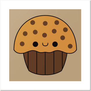 Cute Kawaii Chocolate Chip Muffin Posters and Art